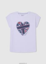 tricou cu logo cu sclipici fată Pepe Jeans dulwich 6Z0R461428 - imagine 4