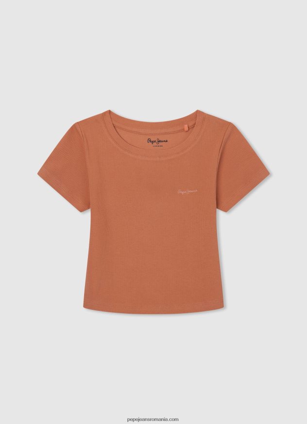 tricou cu logo cu sclipici fată Pepe Jeans roz moale 6Z0R461464 - imagine 5