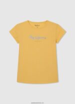 tricou cu logo cu sclipici fată Pepe Jeans strălucire 6Z0R461468