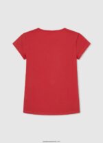 tricou cu logo cu sclipici fată Pepe Jeans studio roșu 6Z0R461469 - imagine 2