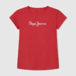 tricou cu logo cu sclipici fată Pepe Jeans studio roșu 6Z0R461469