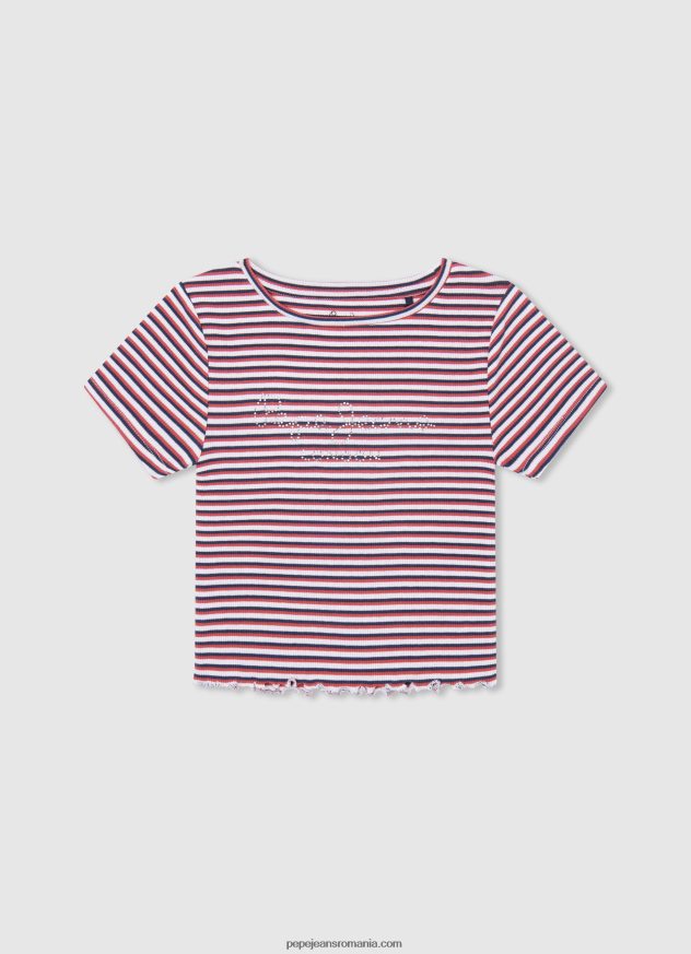 tricou cu logo cu sclipici fată Pepe Jeans studio roșu 6Z0R461469 - imagine 5