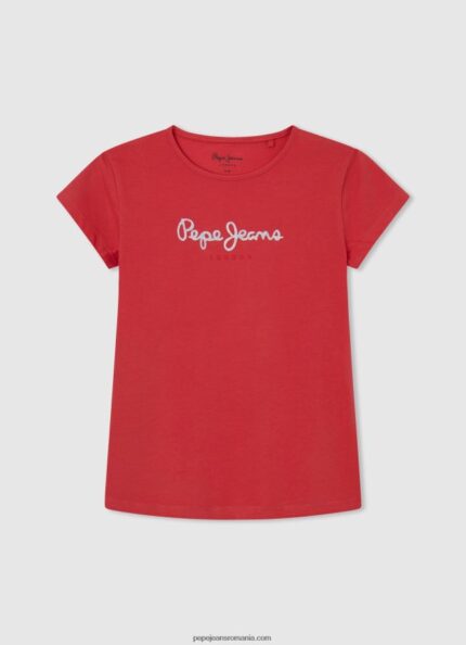 tricou cu logo cu sclipici fată Pepe Jeans studio roșu 6Z0R461469