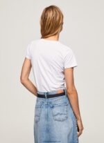 tricou cu logo de bază femei Pepe Jeans alb 6Z0R46416 - imagine 4