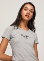 tricou cu logo de bază femei Pepe Jeans marnă cenușie 6Z0R46401 - imagine 2