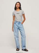 tricou cu logo de bază femei Pepe Jeans marnă cenușie 6Z0R46401 - imagine 3