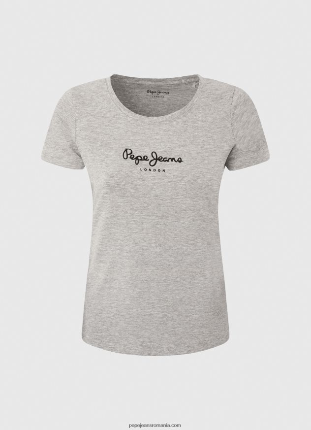 tricou cu logo de bază femei Pepe Jeans marnă cenușie 6Z0R46401 - imagine 5