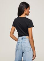 tricou cu logo de bază femei Pepe Jeans negru 6Z0R46400 - imagine 4
