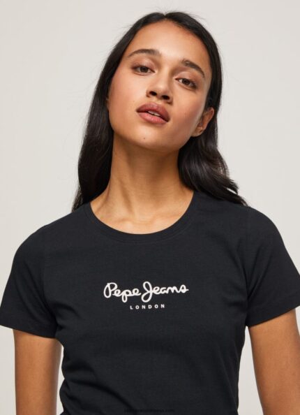 tricou cu logo de bază femei Pepe Jeans negru 6Z0R46400
