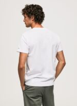 tricou cu logo din bumbac bărbați Pepe Jeans alb 6Z0R46938 - imagine 4