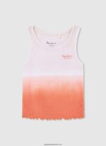tricou cu mânecă cu armhole color block fată Pepe Jeans piersică 6Z0R461476