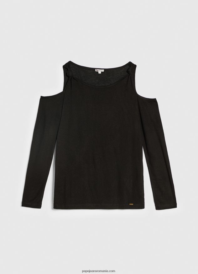 tricou cu maneca lunga cu bretele femei Pepe Jeans negru 6Z0R46399 - imagine 5