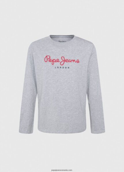 tricou cu mânecă lungă cu logo în față băiat Pepe Jeans marnă cenușie 6Z0R461631