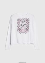 tricou cu maneca lunga cu maxi logo femei Pepe Jeans alb 6Z0R46389 - imagine 5