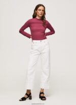 tricou cu mânecă lungă cu nervuri femei Pepe Jeans fard de obraz închis 6Z0R46393 - imagine 2