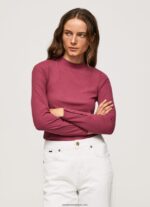 tricou cu mânecă lungă cu nervuri femei Pepe Jeans fard de obraz închis 6Z0R46393 - imagine 4