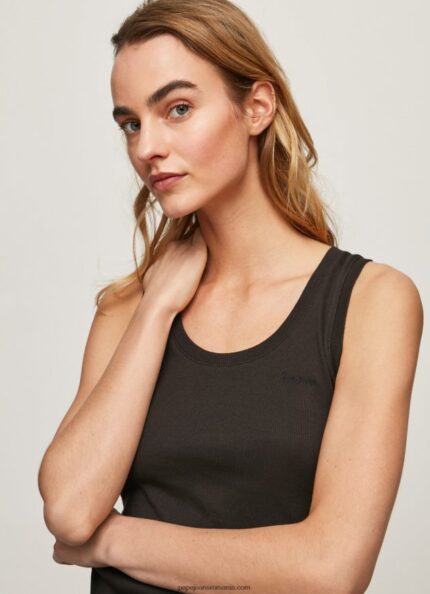 tricou cu mâneci cu mâneci striate femei Pepe Jeans negru 6Z0R46440