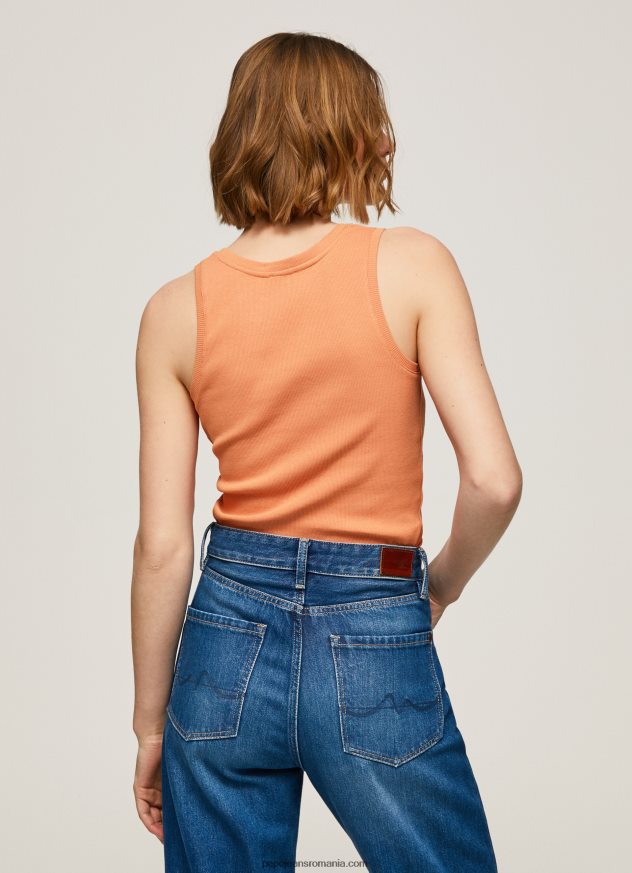 tricou cu mâneci cu mâneci striate femei Pepe Jeans piersică 6Z0R46398 - imagine 4