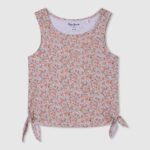 tricou cu mâneci florale fată Pepe Jeans piersică 6Z0R461435