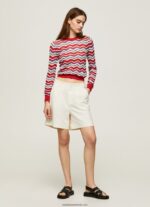 tricou cu potrivire regulată în zig-zag femei Pepe Jeans studio roșu 6Z0R46227 - imagine 2