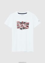 tricou cu steag și logo băiat Pepe Jeans alb 6Z0R461609
