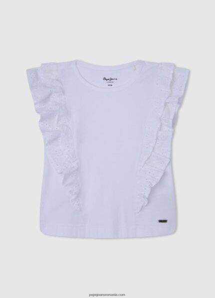 tricou cu volan dublu fată Pepe Jeans alb 6Z0R461482