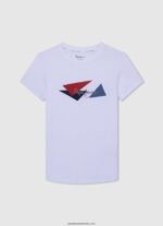 tricou de bază cu logo băiat Pepe Jeans alb 6Z0R461607 - imagine 4
