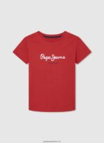 tricou de bază cu logo băiat Pepe Jeans studio roșu 6Z0R461625