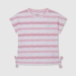 tricou din bumbac cu dungi decolorate fată Pepe Jeans roz moale 6Z0R461462