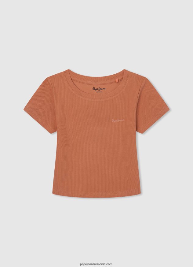 tricou din bumbac cu dungi decolorate fată Pepe Jeans roz moale 6Z0R461462 - imagine 3