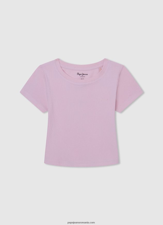 tricou din bumbac cu dungi decolorate fată Pepe Jeans roz moale 6Z0R461462 - imagine 4
