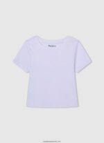tricou din bumbac cu dungi decolorate fată Pepe Jeans roz moale 6Z0R461462 - imagine 5