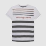 tricou din bumbac cu imprimeu în dungi băiat Pepe Jeans aproape alb 6Z0R461645