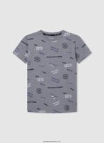 tricou din bumbac cu imprimeu integral băiat Pepe Jeans marnă cenușie 6Z0R461646