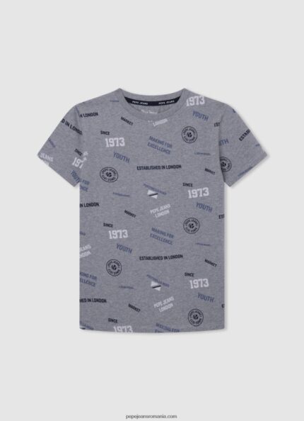 tricou din bumbac cu imprimeu integral băiat Pepe Jeans marnă cenușie 6Z0R461646