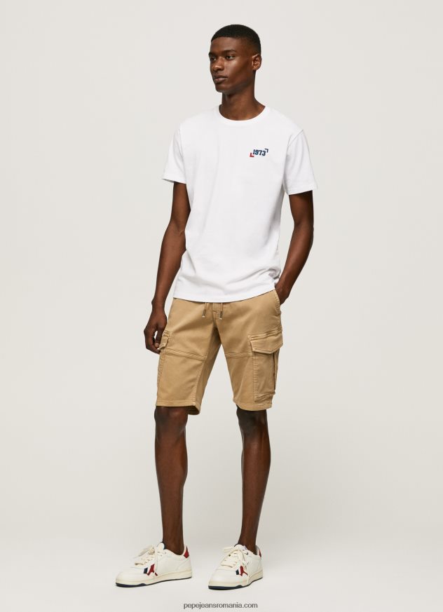 Tricou din bumbac cu logo 1973 bărbați Pepe Jeans alb 6Z0R46950 - imagine 2