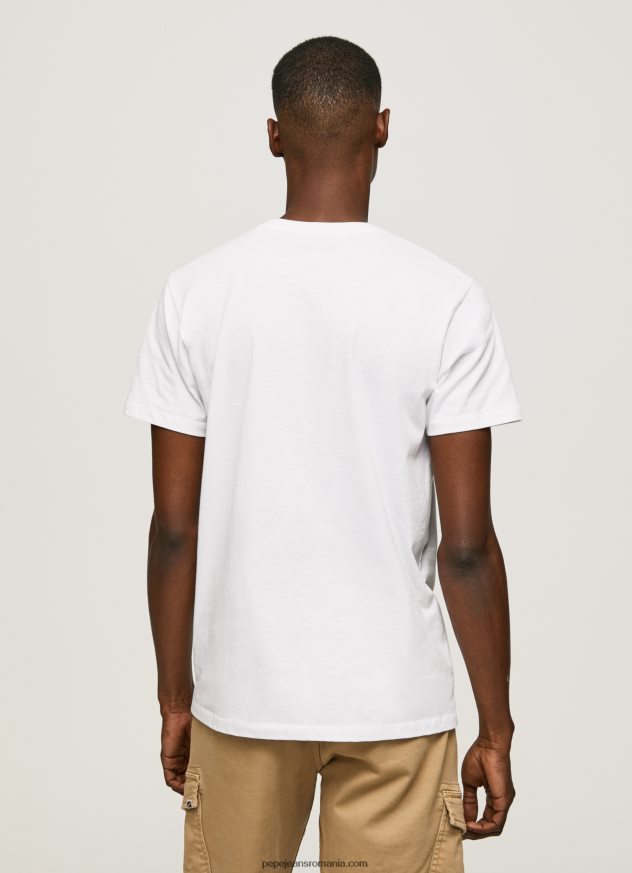 Tricou din bumbac cu logo 1973 bărbați Pepe Jeans alb 6Z0R46950 - imagine 4
