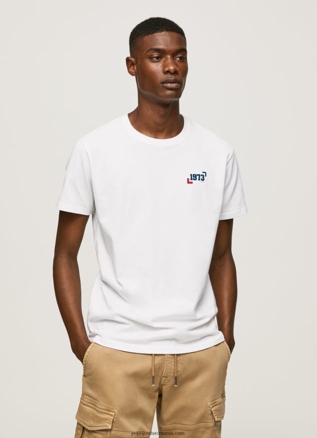Tricou din bumbac cu logo 1973 bărbați Pepe Jeans alb 6Z0R46950 - imagine 1