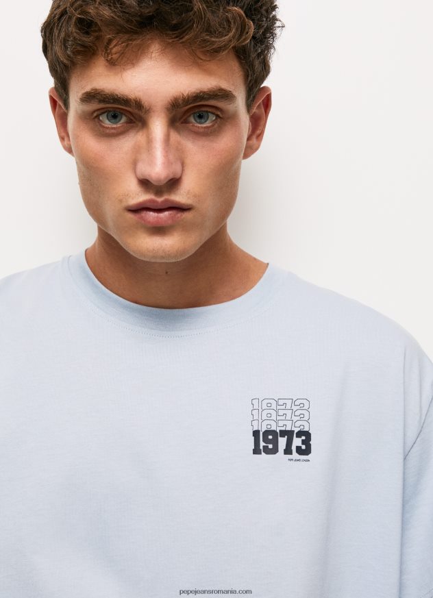 Tricou din bumbac cu logo 1973 bărbați Pepe Jeans albastru înălbitor 6Z0R46924 - imagine 3