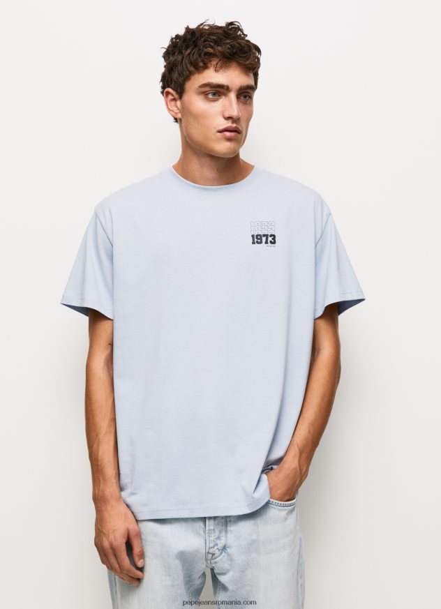 Tricou din bumbac cu logo 1973 bărbați Pepe Jeans albastru înălbitor 6Z0R46924 - imagine 1