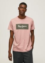 tricou din bumbac cu logo brodat bărbați Pepe Jeans înălbitor roz 6Z0R46926