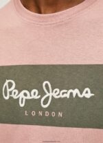 tricou din bumbac cu logo brodat bărbați Pepe Jeans înălbitor roz 6Z0R46926 - imagine 4