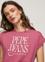 tricou din bumbac cu logo floral femei Pepe Jeans fard de obraz închis 6Z0R46431 - imagine 2