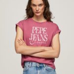tricou din bumbac cu logo floral femei Pepe Jeans fard de obraz închis 6Z0R46431