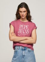 tricou din bumbac cu logo floral femei Pepe Jeans fard de obraz închis 6Z0R46431