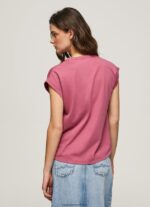 tricou din bumbac cu logo floral femei Pepe Jeans fard de obraz închis 6Z0R46431 - imagine 3