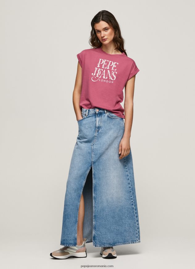 tricou din bumbac cu logo floral femei Pepe Jeans fard de obraz închis 6Z0R46431 - imagine 4