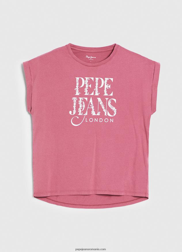 tricou din bumbac cu logo floral femei Pepe Jeans fard de obraz închis 6Z0R46431 - imagine 5