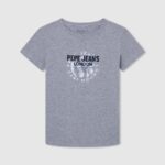 tricou din bumbac cu logo imprimat băiat Pepe Jeans marnă cenușie 6Z0R461634