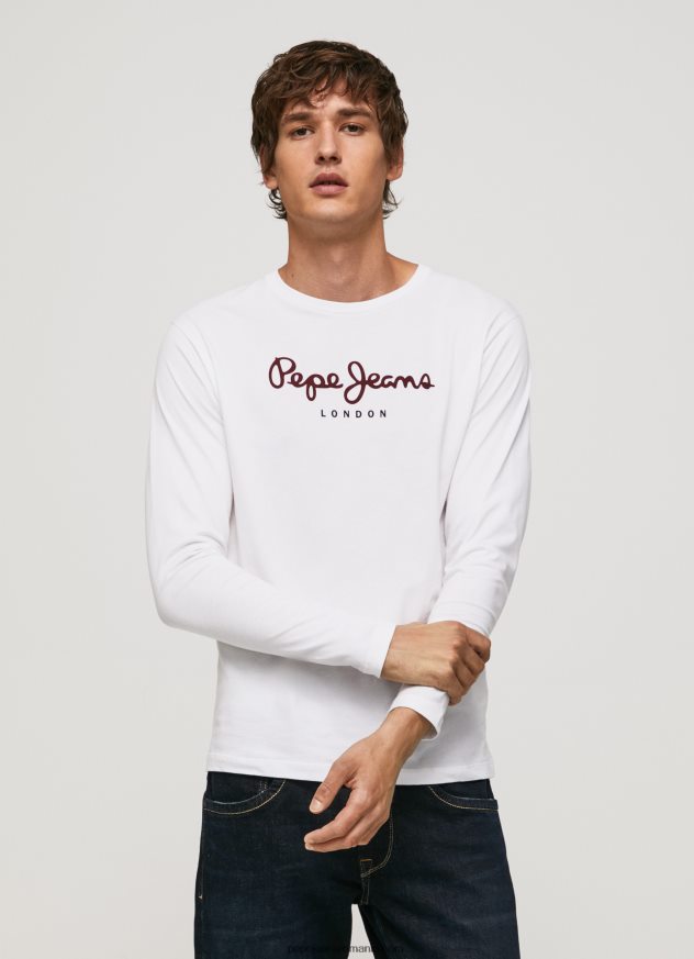 tricou din bumbac cu logo imprimat bărbați Pepe Jeans alb 6Z0R461018 - imagine 3